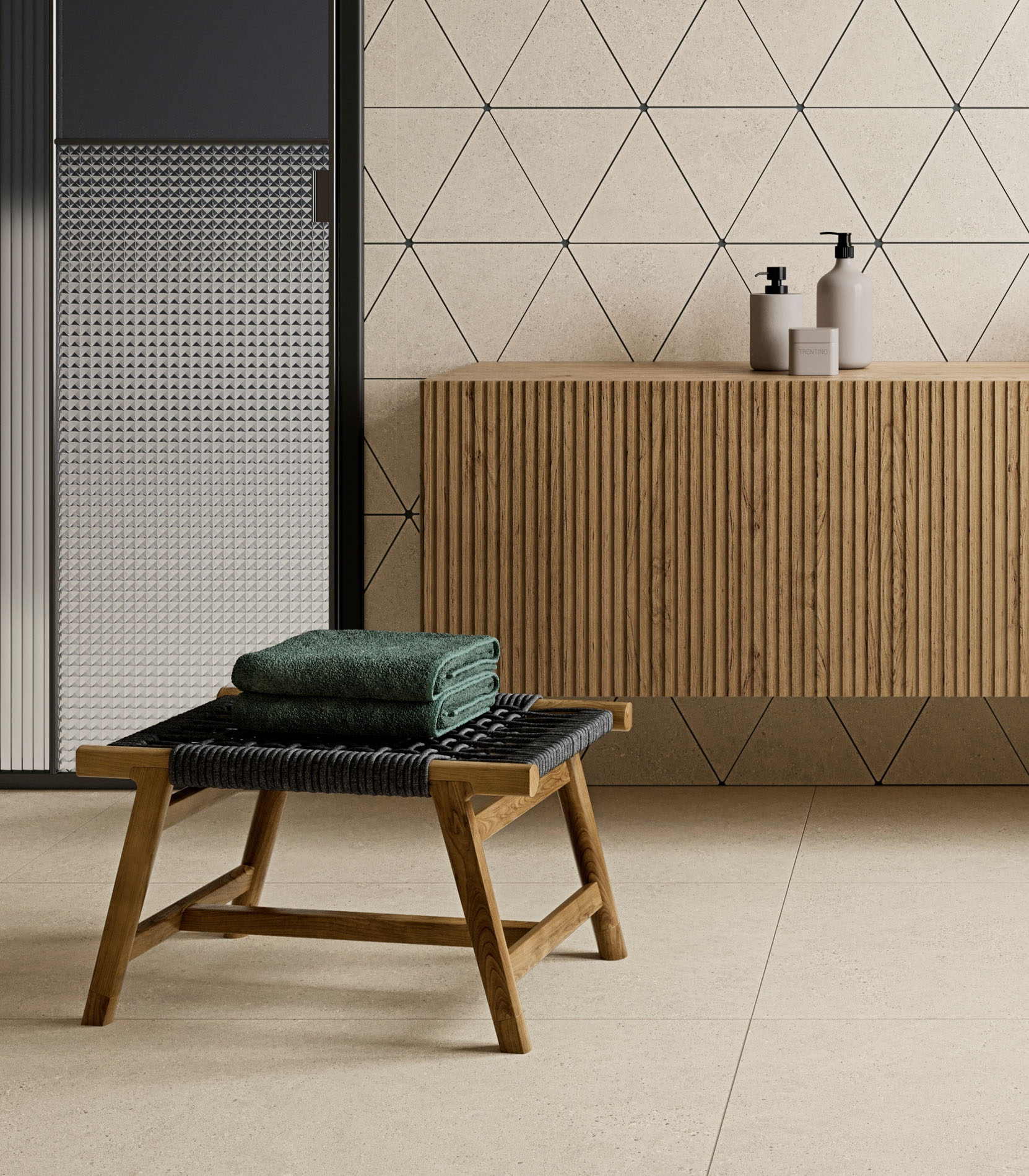 Colección de mobiliario para baño que busca la relajación y elegancia en la repetición