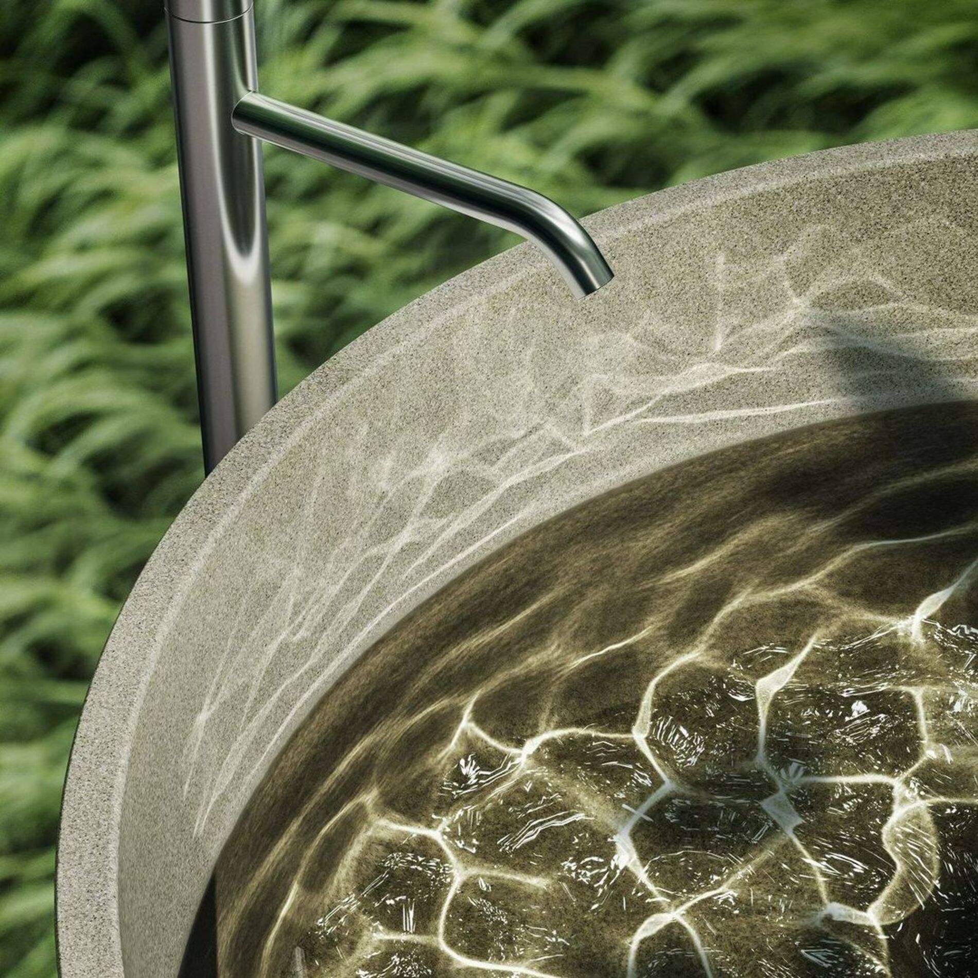 Bañera circular de Cementoskin: La perfección del diseño en la Agape Outdoor In-Out